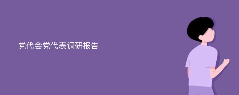 党代会党代表调研报告