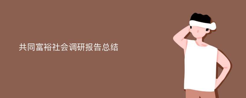 共同富裕社会调研报告总结