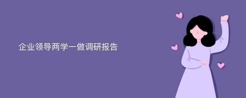 企业领导两学一做调研报告